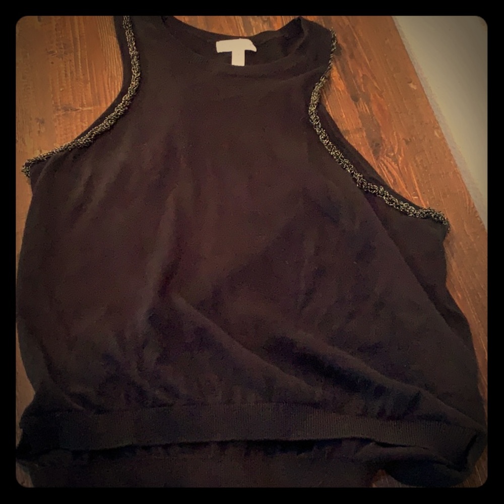 Leith sleeveless sweater tank top with chain